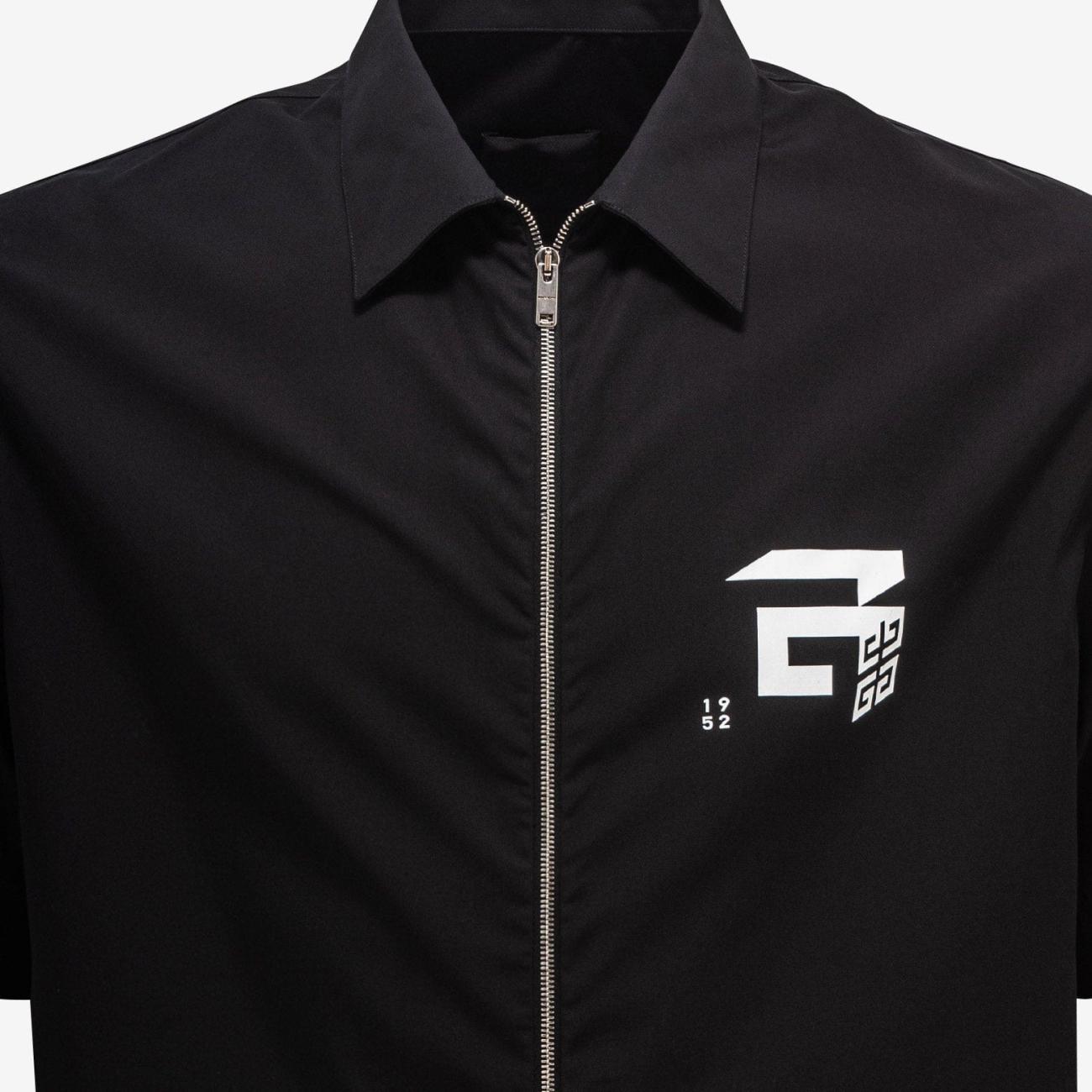 Black Short Sleeve Zip Shirt