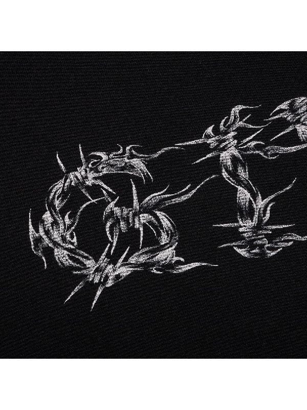 Barbed wire logo over sweatshirt