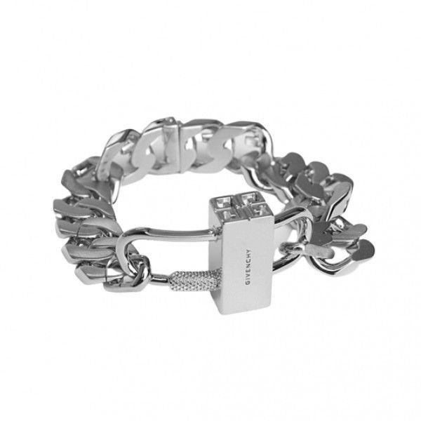 G Chain Lock Small Silver Bracelet in Silver