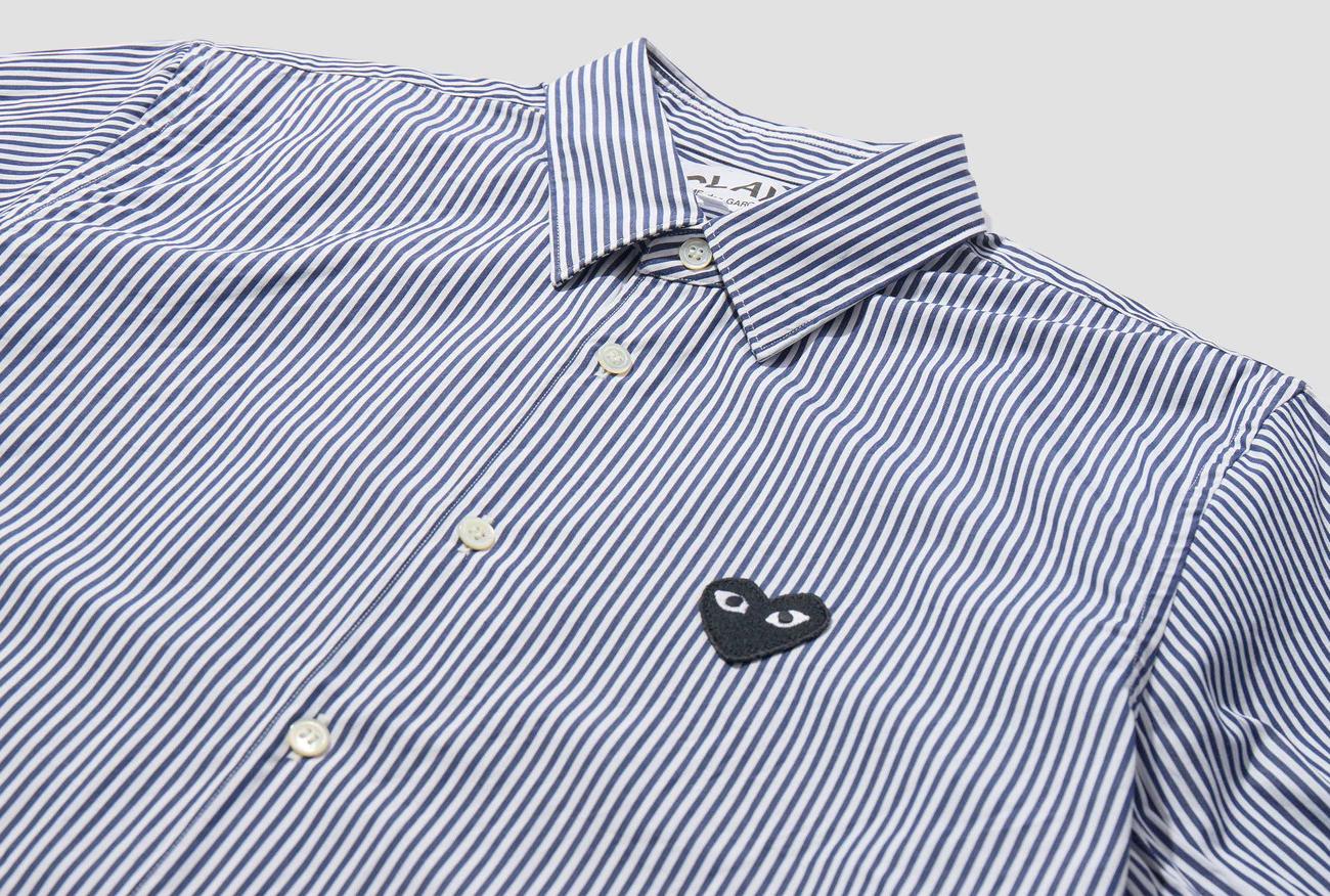 PLAY COMME DES GARÇONS MENS STRIPED SHIRT BLACK HEART