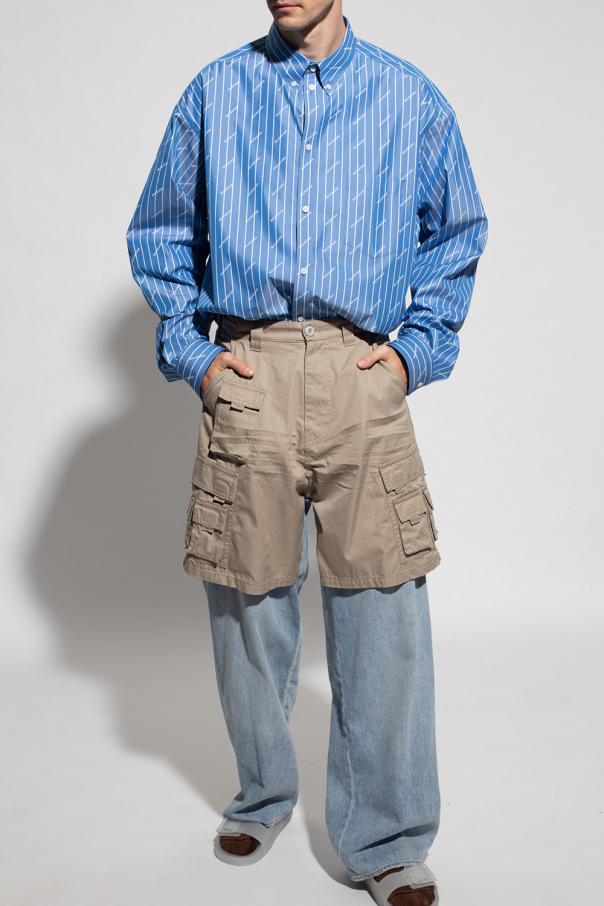 All Over Stripe Logo Oversize Shirt 