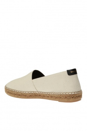 Saint Laurent Embroidered Espadrilles in Canvas Natural Beige