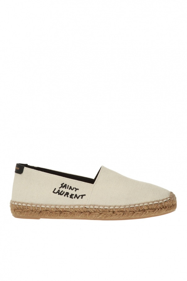 Saint Laurent Embroidered Espadrilles in Canvas Natural Beige