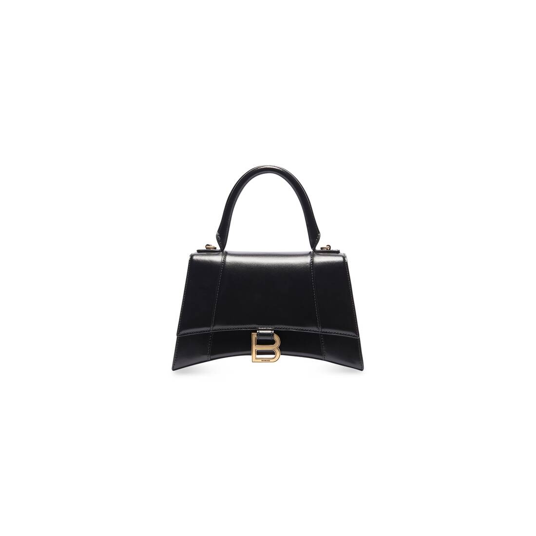 Hourglass Small Handbag in black shiny box calfskin