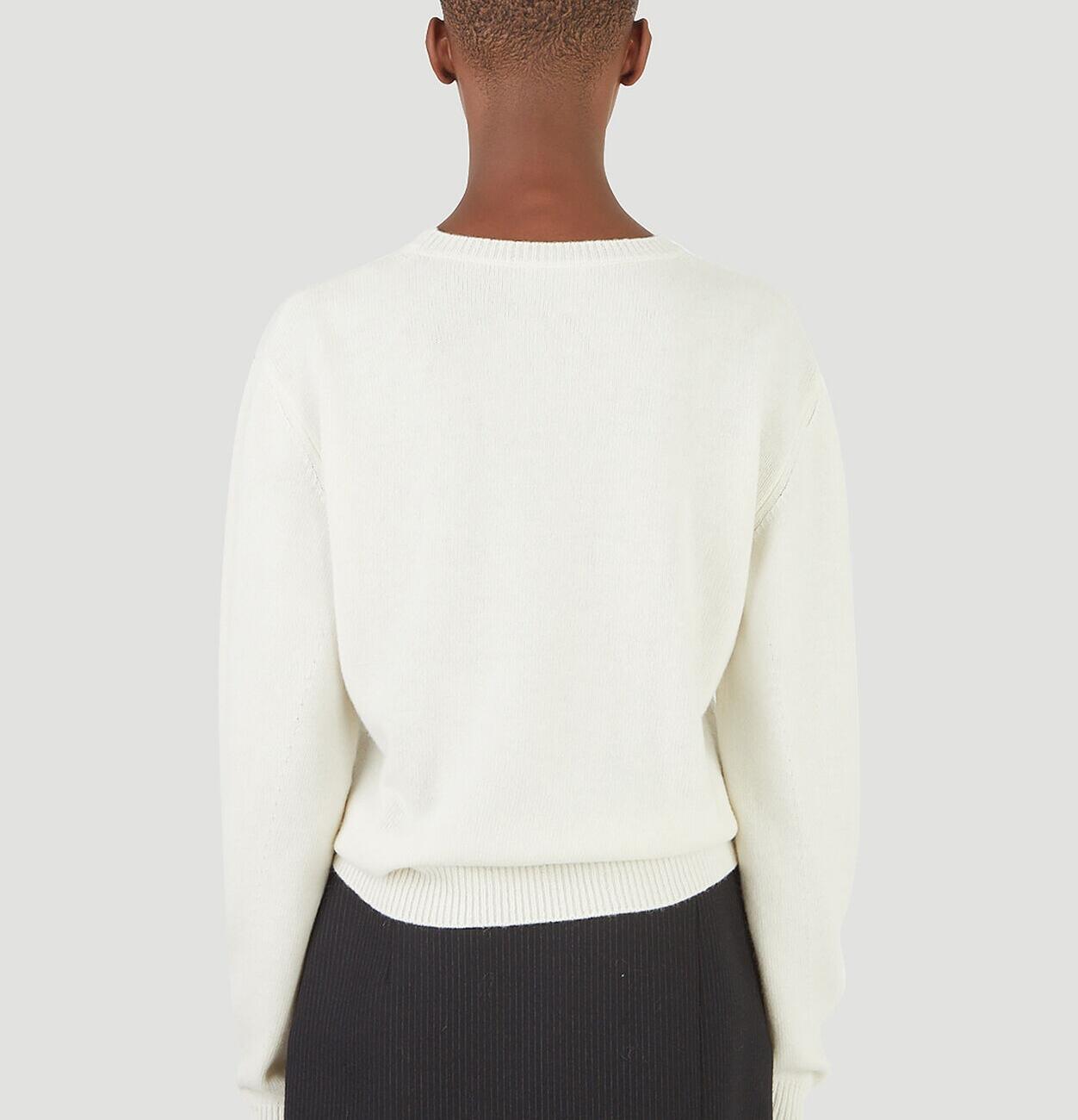 Moncler Intarsia Crewneck Sweater in White