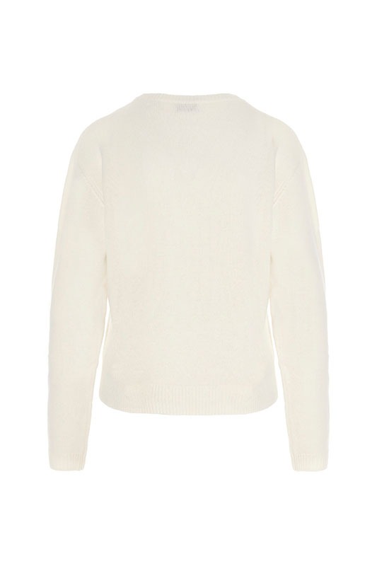 Moncler Intarsia Crewneck Sweater in White