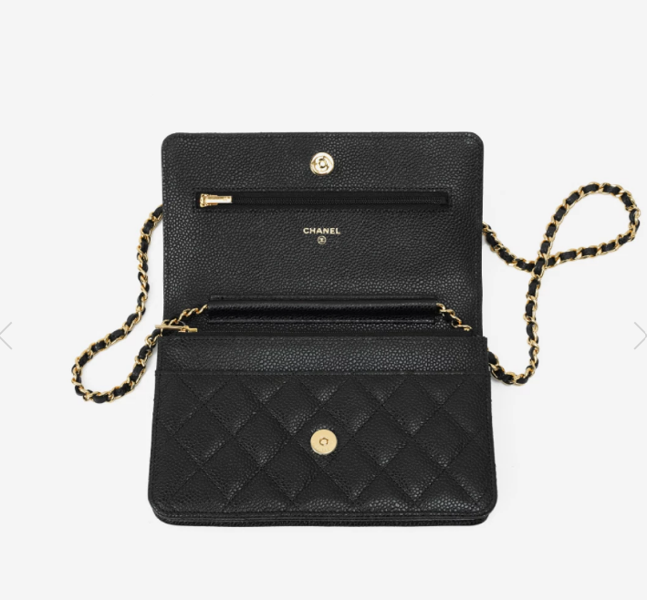 Chanel Classic Wallet On Chain Grained Calfskin & Gold Black