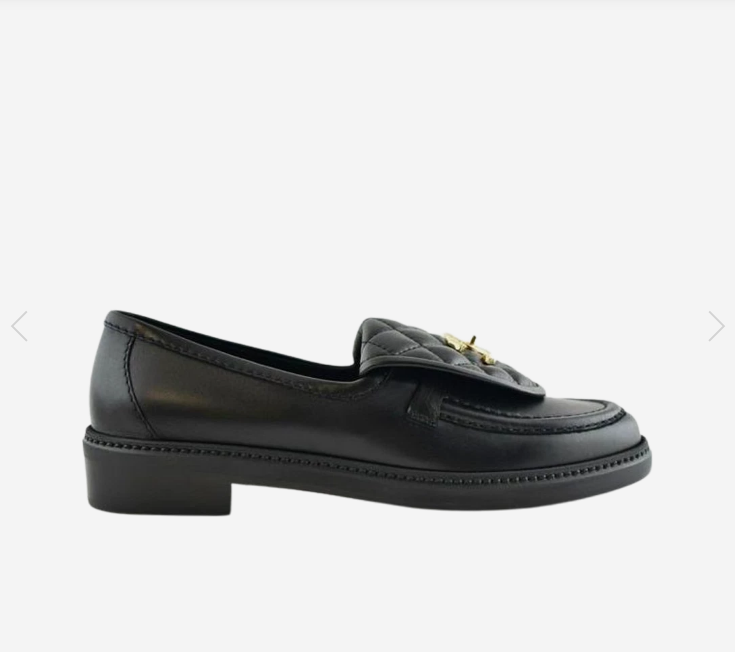 Chanel Loafers Lambskin & Gold Black