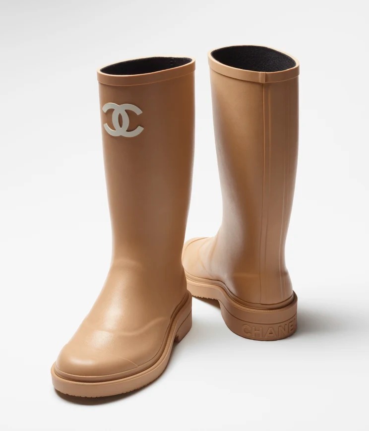 Chanel High Boots Caoutchouc & Dark Beige