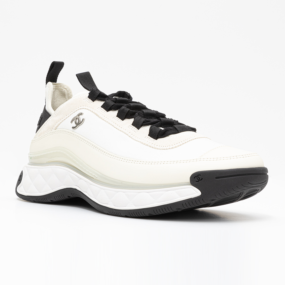 Logo Mixed Fiber White Men's Sneakers 