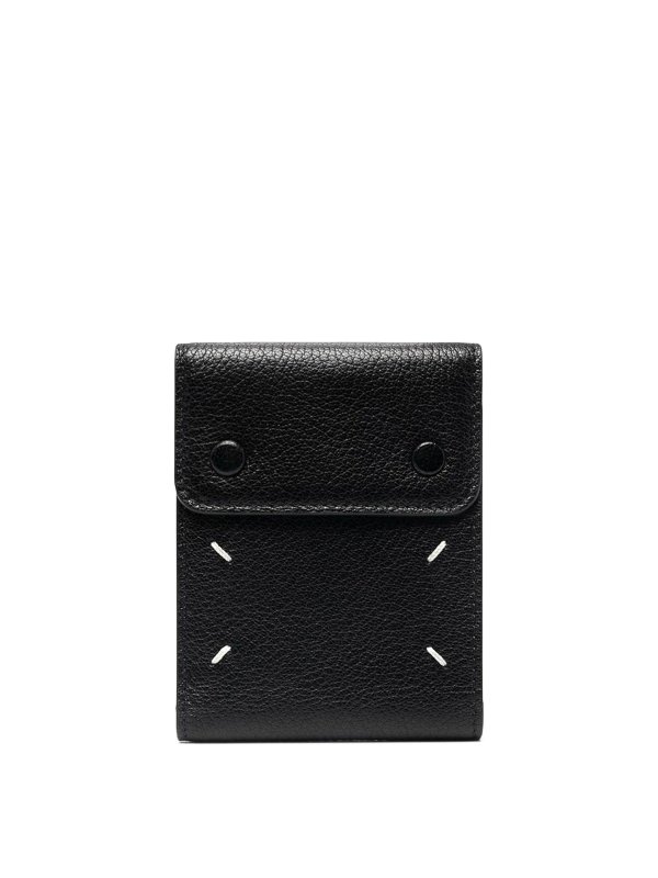 Double button leather card holder