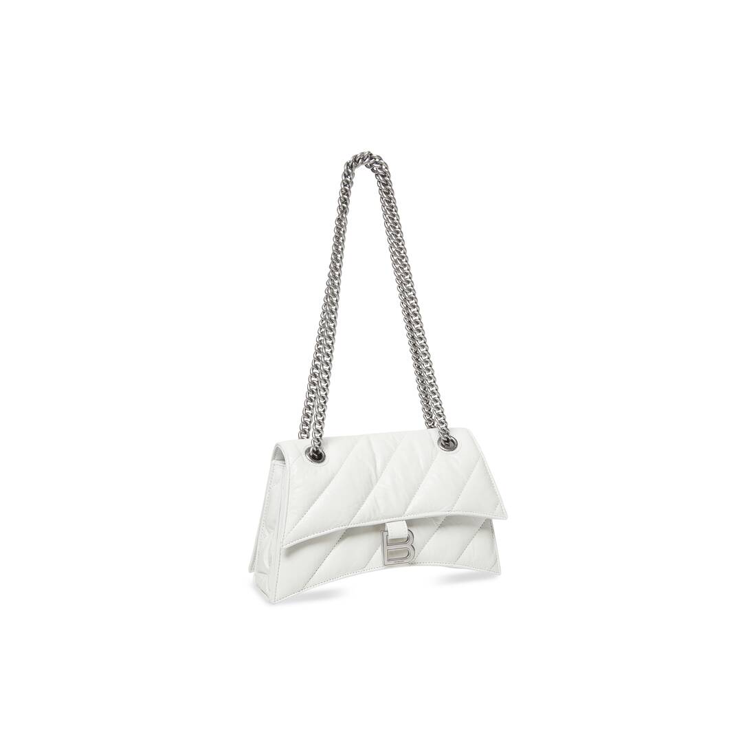 Quilted CRUSH Small Chain Bag For Women in Optic White