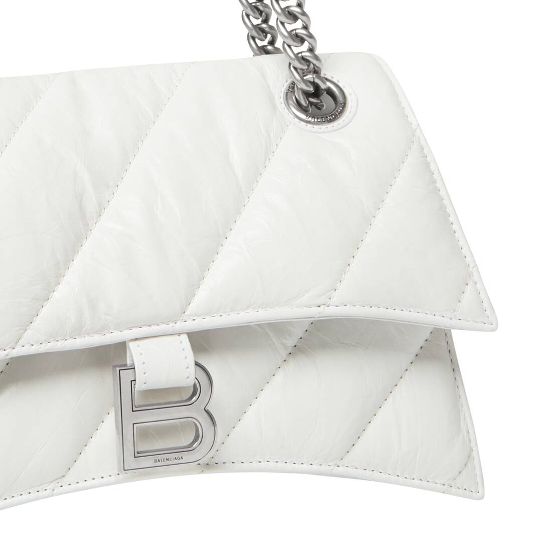 Quilted CRUSH Small Chain Bag For Women in Optic White