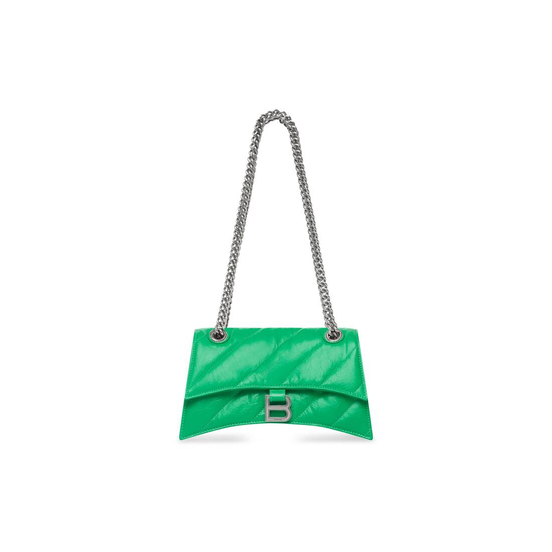 Quilted CRUSH Small Chain Bag for Women in Bright Green