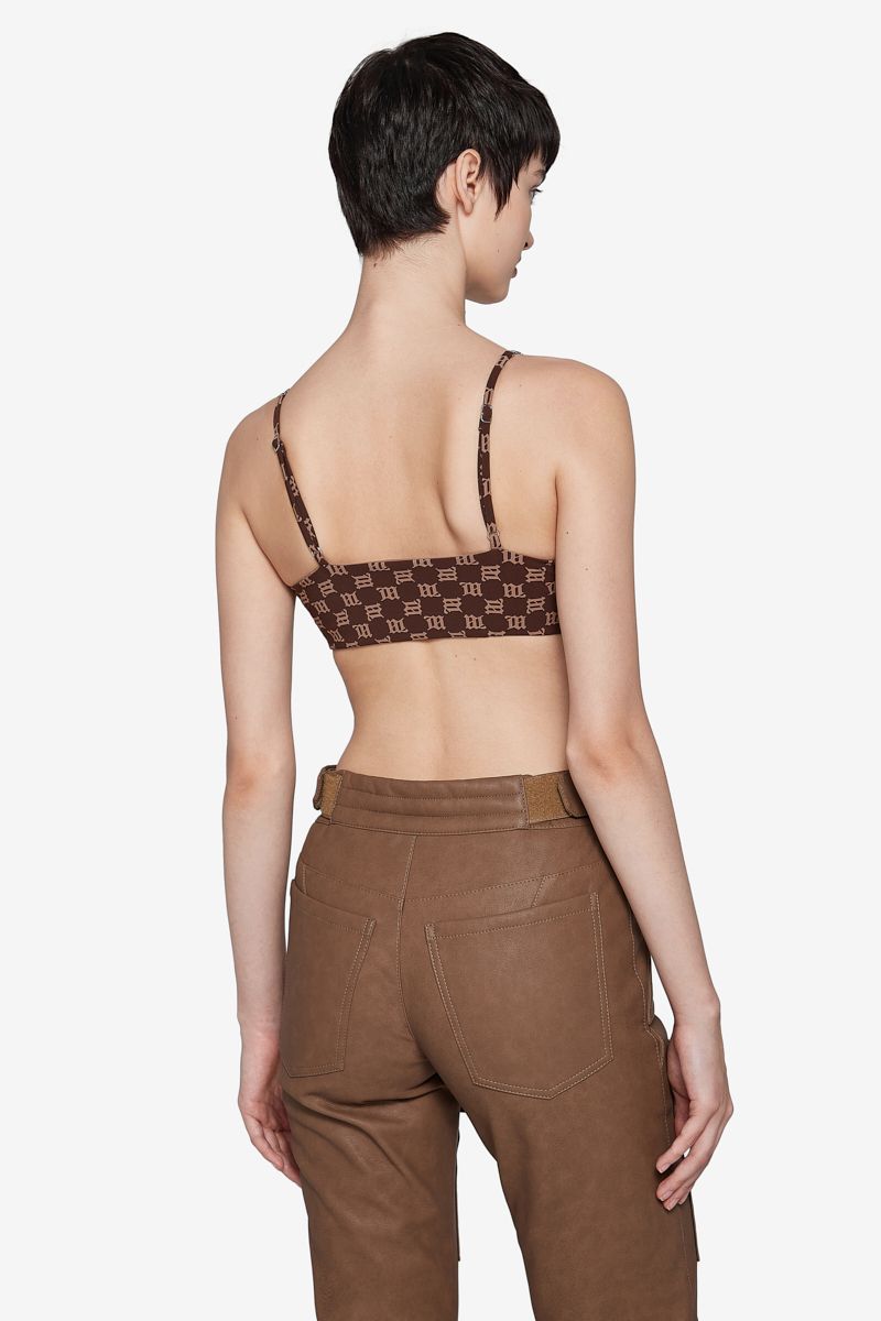 Monogram Spaghetti Bralette Brown