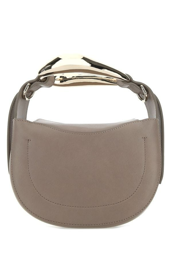 Dove grey leather small Kiss handbag