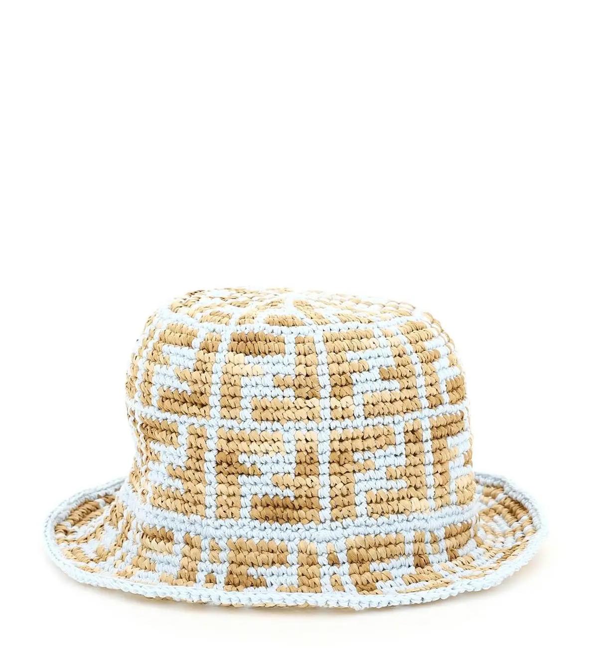 COTTON AND RAFFIA BUCKET HAT FENDI