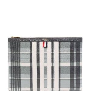 Madras Check 4 Bar Stripe Pebble Grain Clutch 