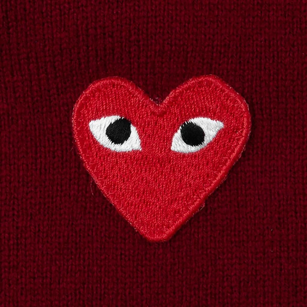 COMME DES GARCONS PLAY KNIT CARDIGAN RED HEART - BURGUNDY