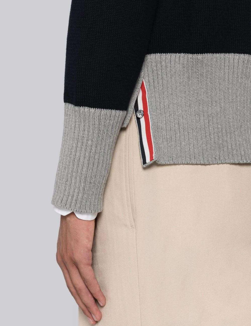 COTTON JERSEY STRIPE V-NECK CARDIGAN
