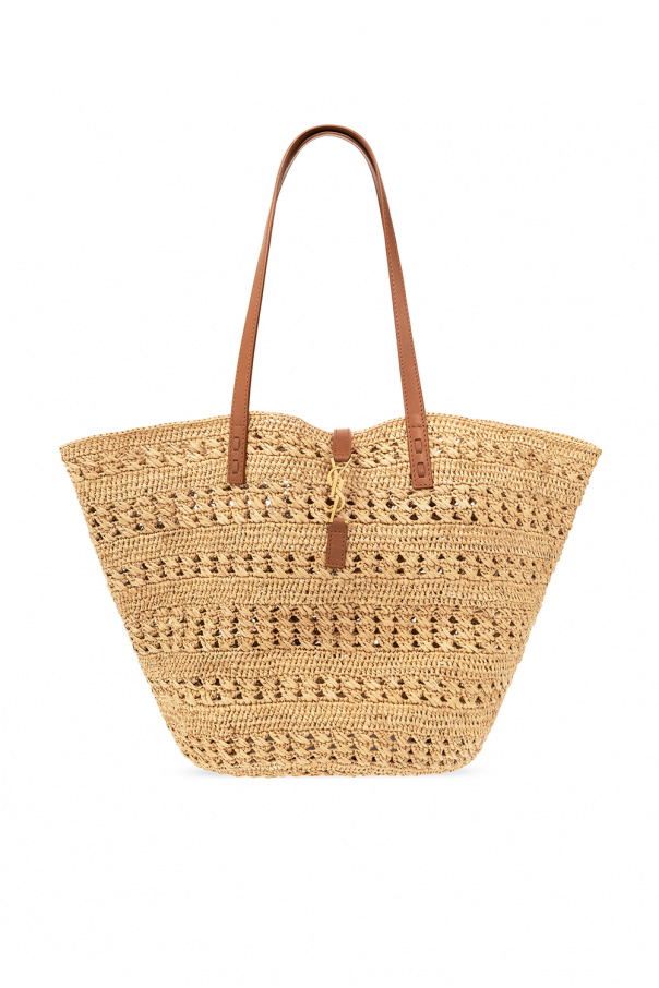 PANIER MEDIUM BAG IN CROCHET RAFFIA AND SMOOTH LEATHER