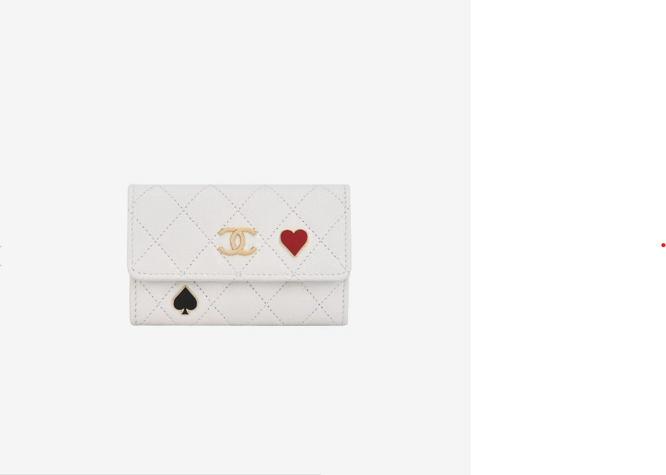 Chanel Flap Card Holder Grained Calfskin Enamel & Gold White