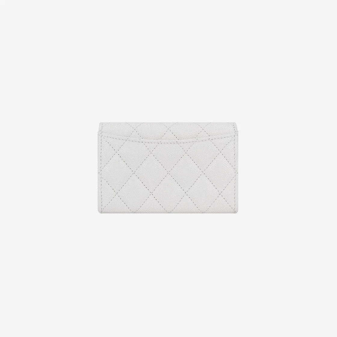 Chanel Flap Card Holder Grained Calfskin Enamel & Gold White