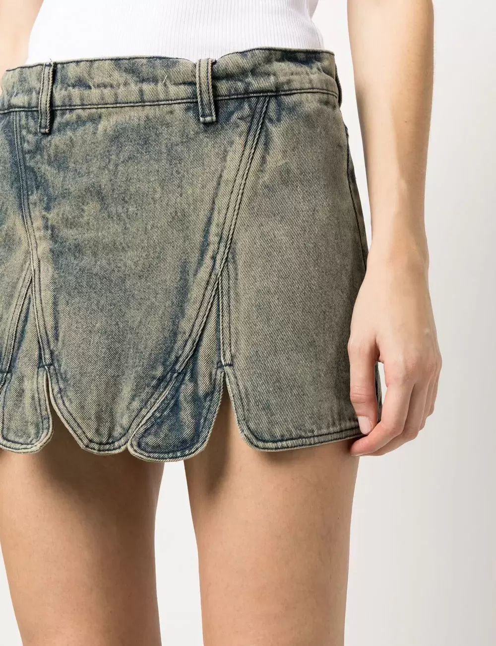 Asymmetric denim skirt