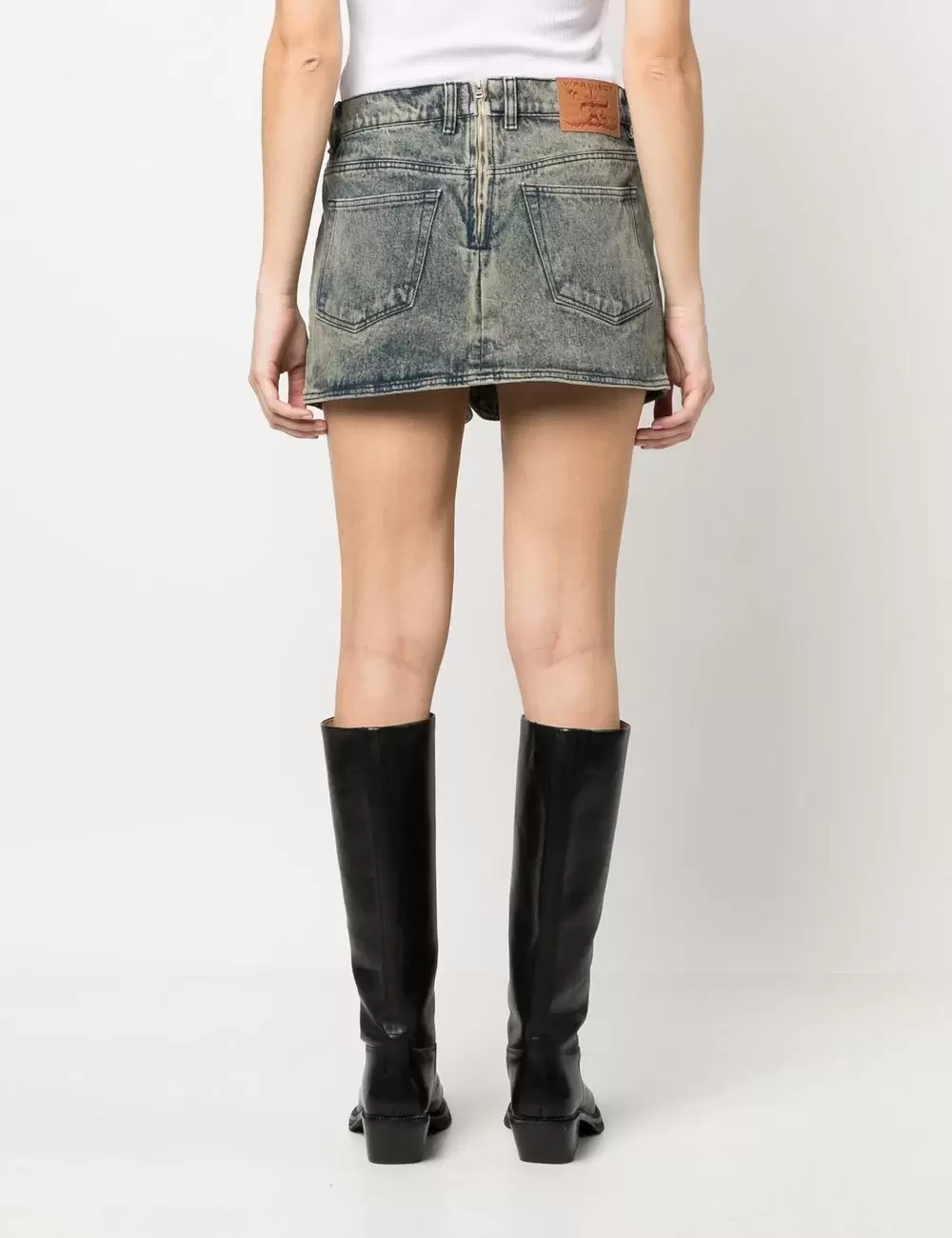 Asymmetric denim skirt
