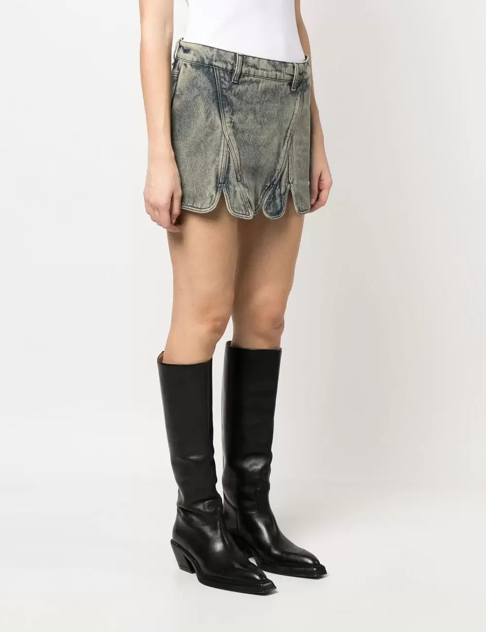 Asymmetric denim skirt