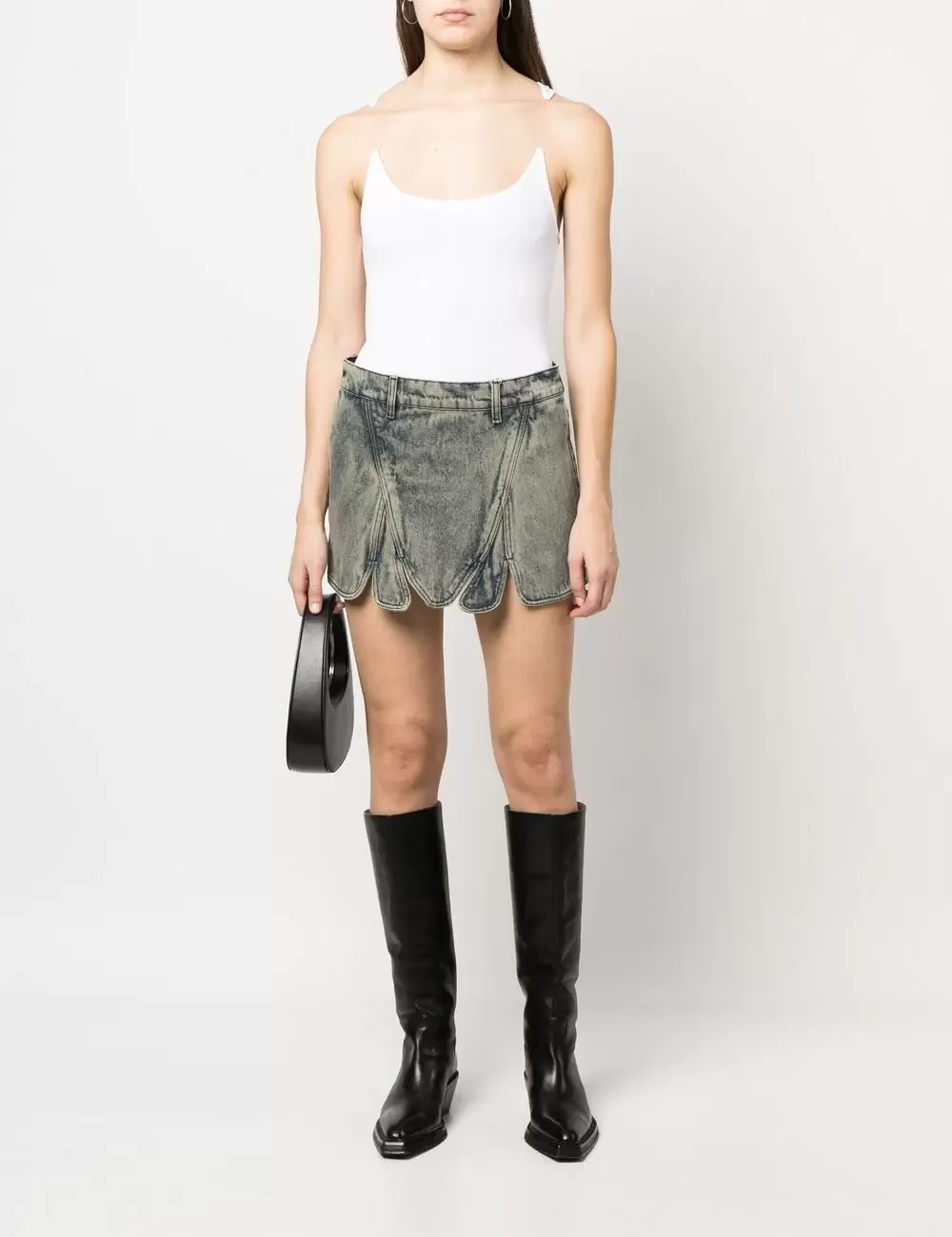 Asymmetric denim skirt