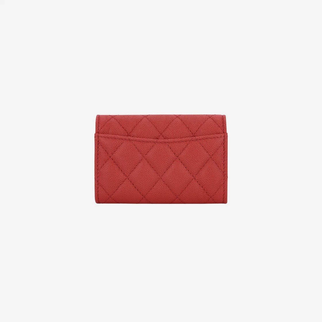 Chanel Classic Card Holder Grained Calfskin & Gold Red