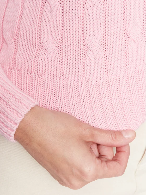 Pony Logo Embroidery Cable Knit - Pink