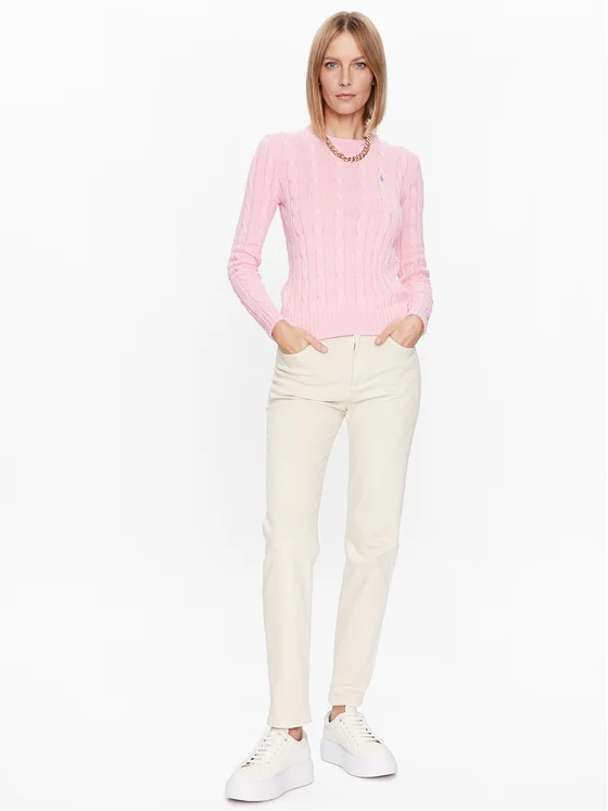 Pony Logo Embroidery Cable Knit - Pink