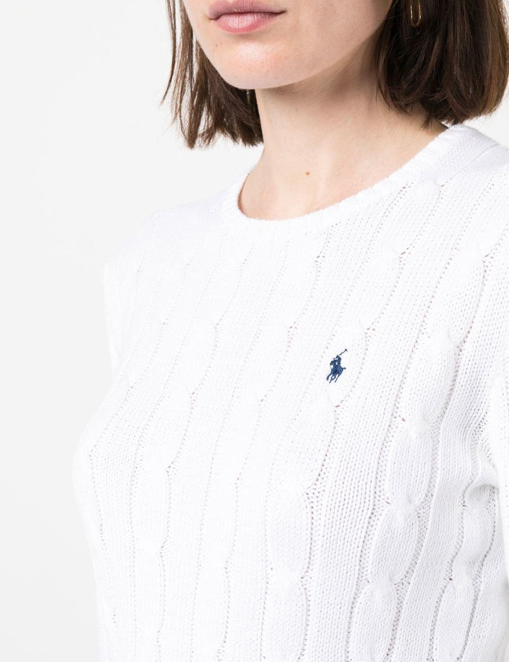 Pony Logo Embroidery Cable Knit - White 
