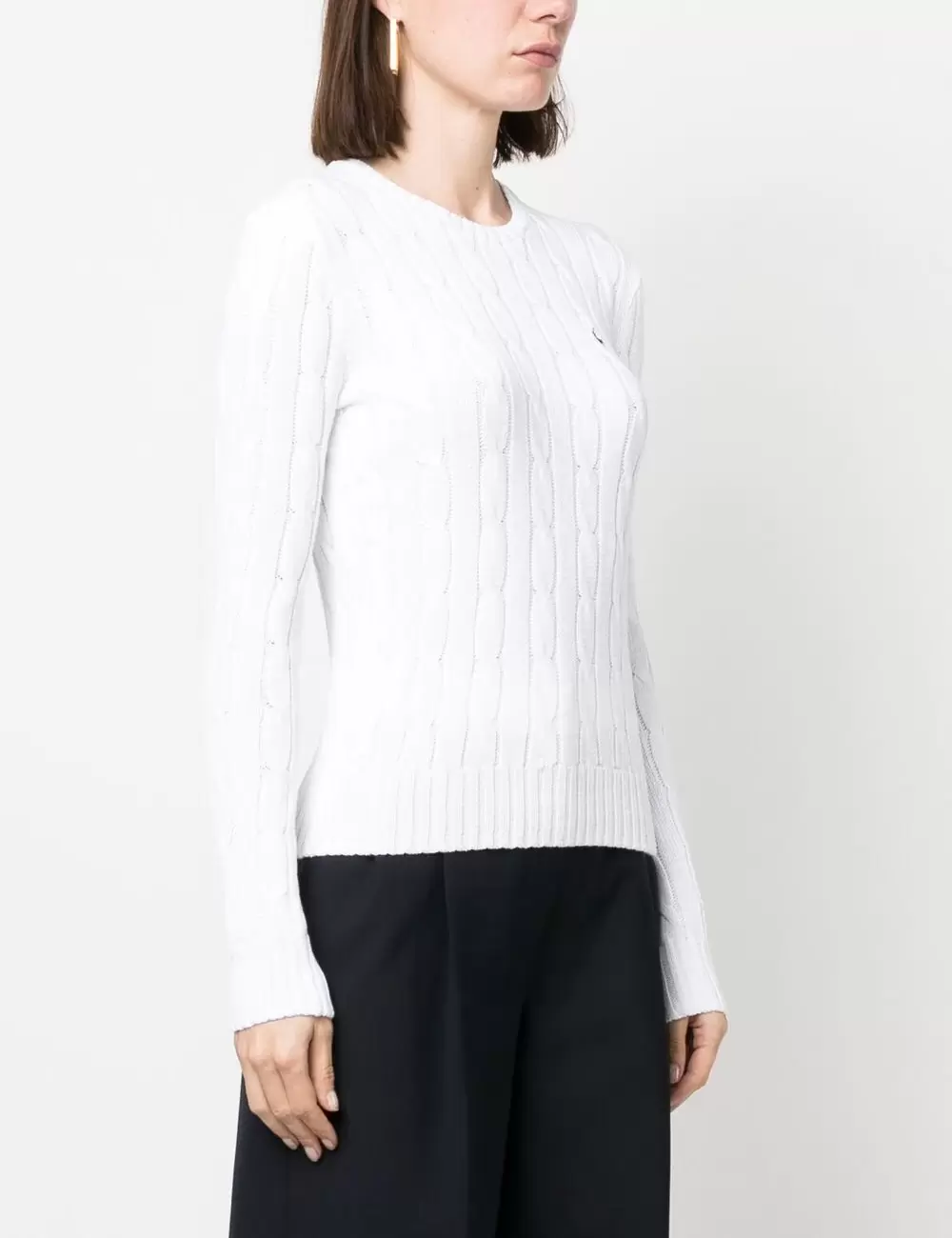 Pony Logo Embroidery Cable Knit - White 