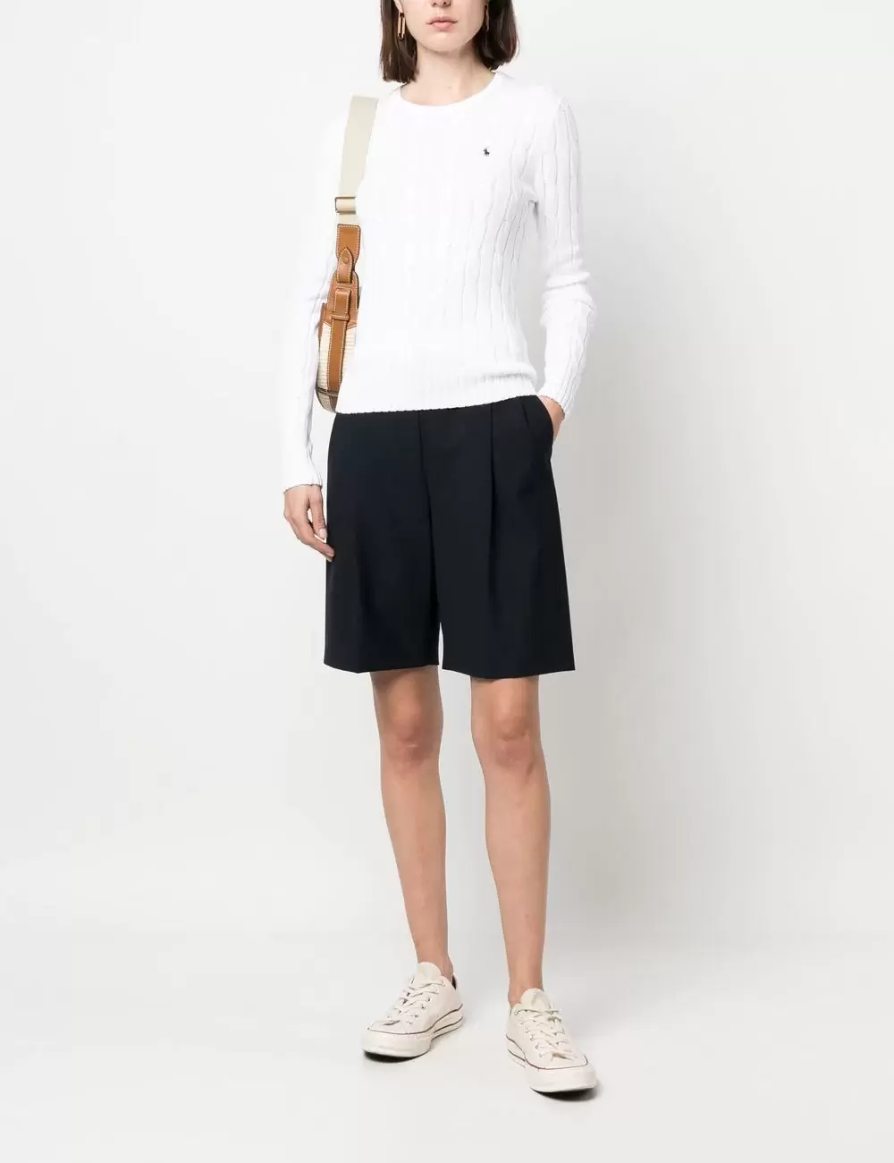 Pony Logo Embroidery Cable Knit - White 