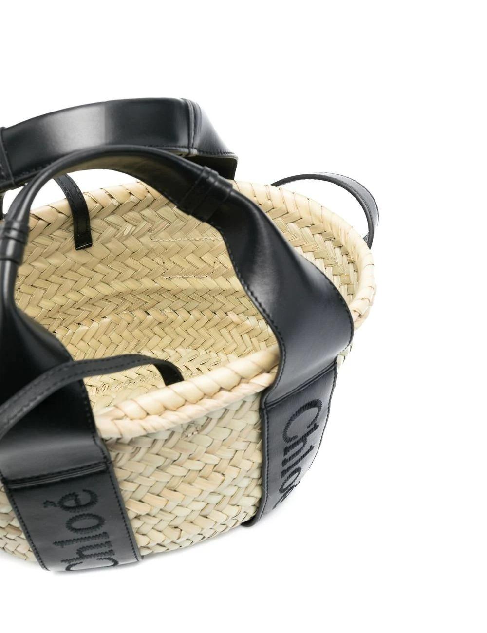 Chloé logo-print raffia tote bag