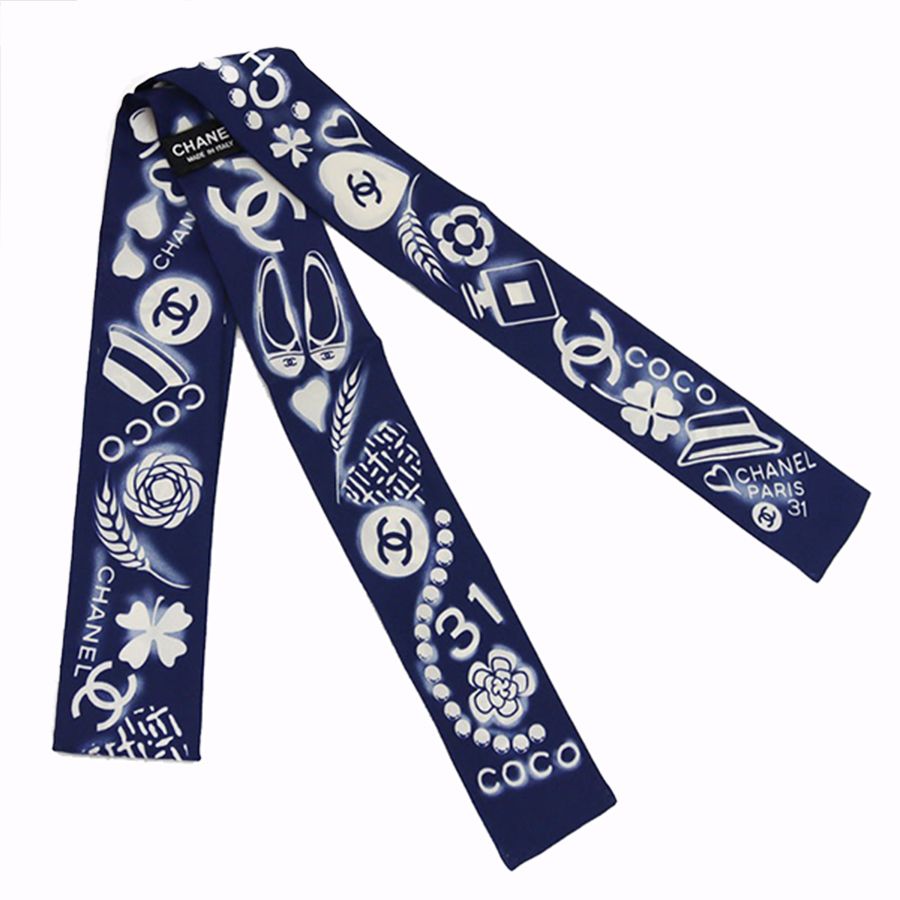 Chanel Slim Bandeau Silk Twill & Blue Marine Ivory