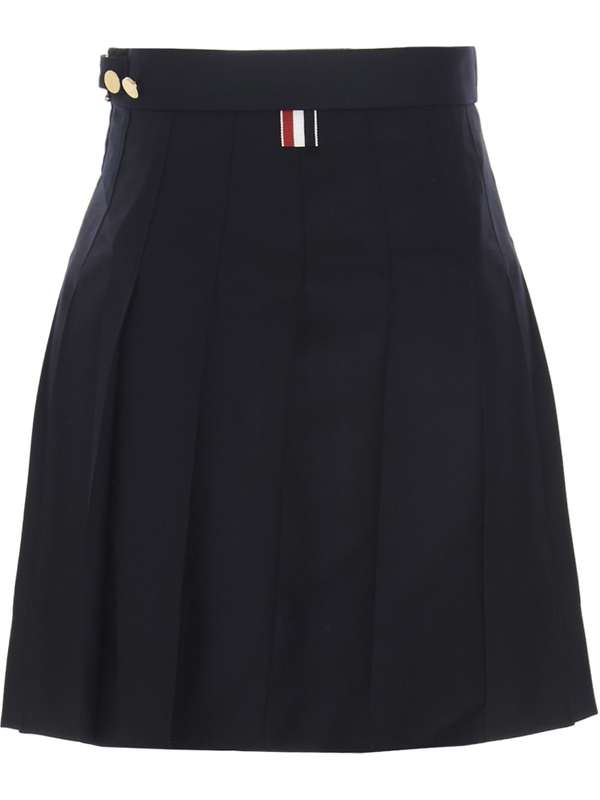 Thom Browne Super 120S Twill Dropped Back Pleated School Uniform Mini Skirt Navy