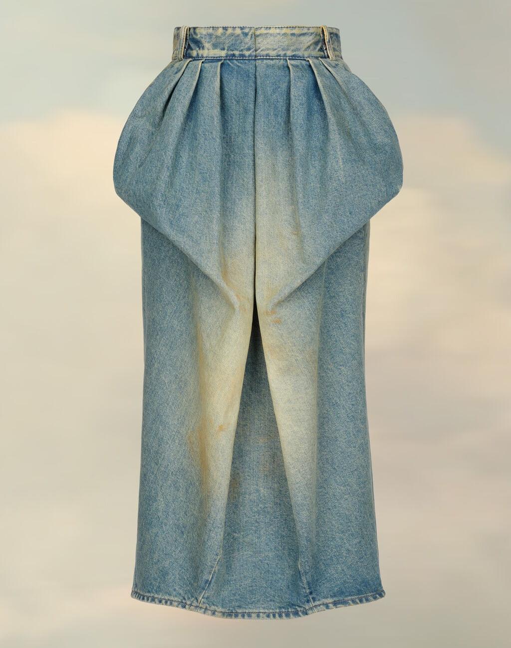 Maison Margiela Denim Gathered Skirt Dirty Wash