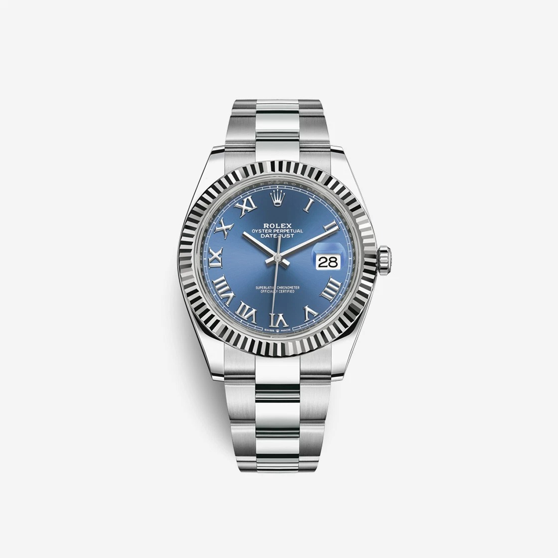 Rolex Datejust 41 Azzuro Blue Roman 126334 (Fluted/Oyster)