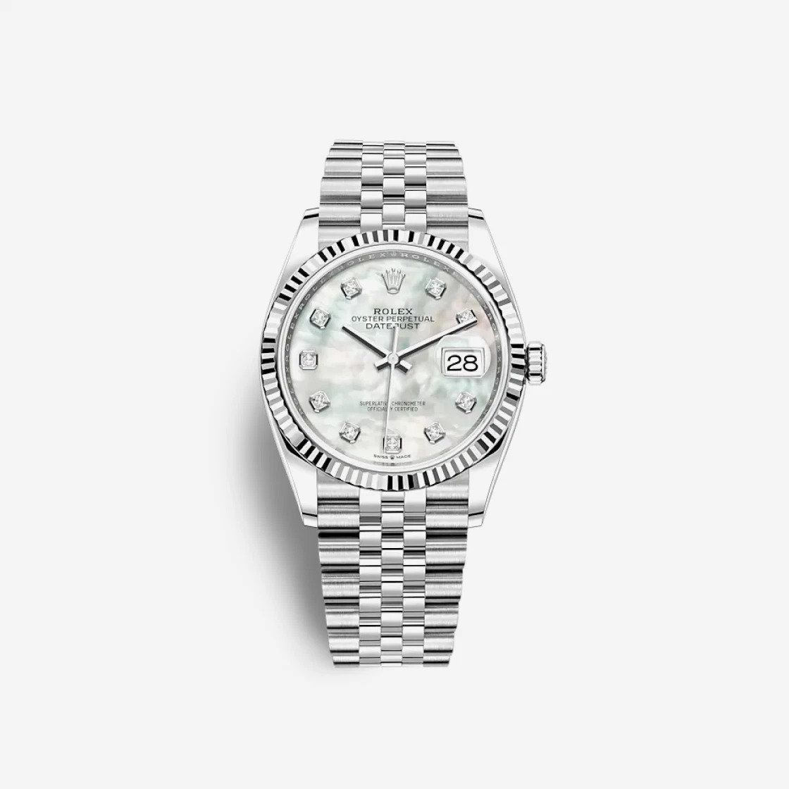 Rolex Datejust 36 MoP Diamond-Set 126234 (Fluted/Jubilee)