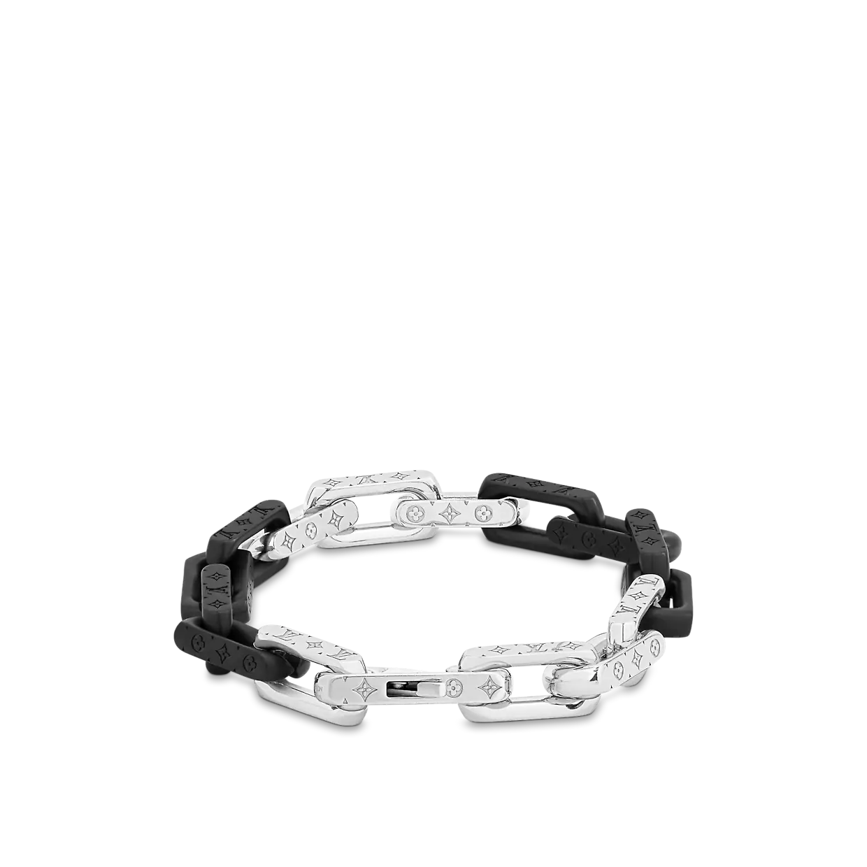 Louis Vuitton Monogram Chain Bracelet Silver Black