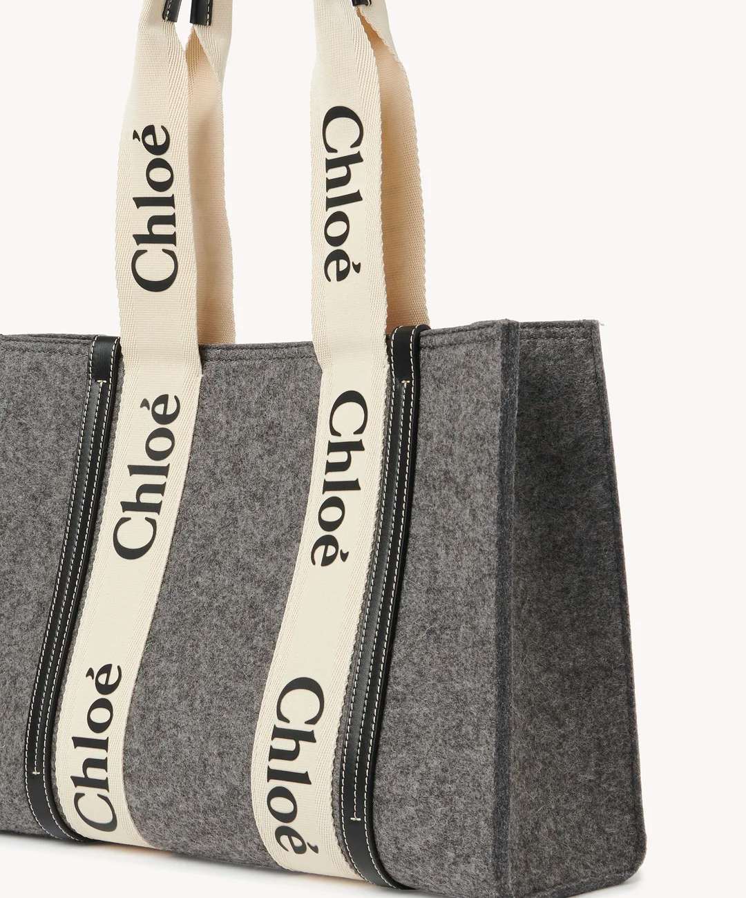 Chloe Woody Medium Tote Bag Cashmere Gray