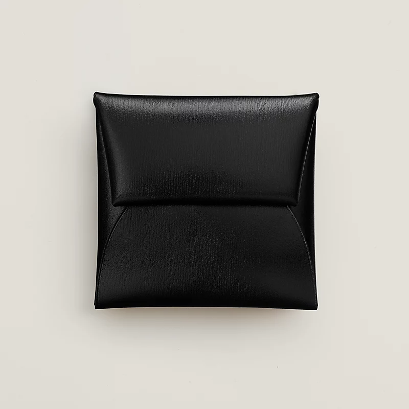 Hermes Bastia Change Purse Calfskin & Palladium Noir