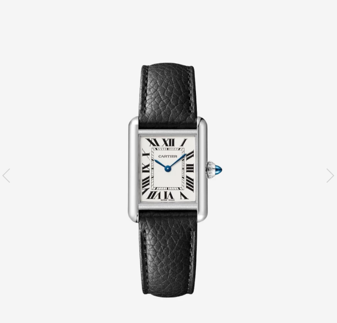 Cartier Tank Must Watch Small Quartz Steel Calfskin Black