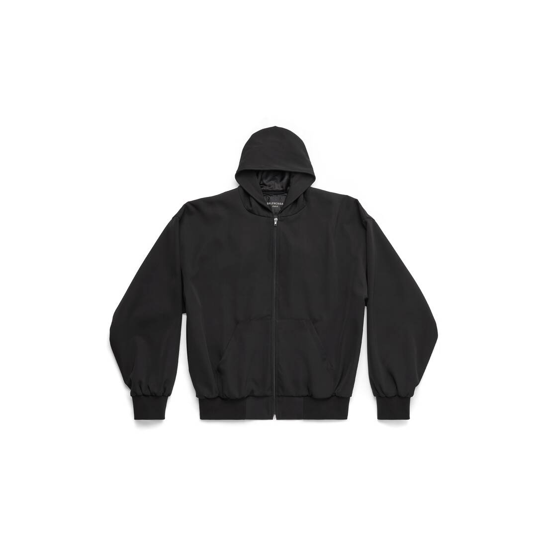 LARGE FIT ZIP-UP HOODIE IN BLACK