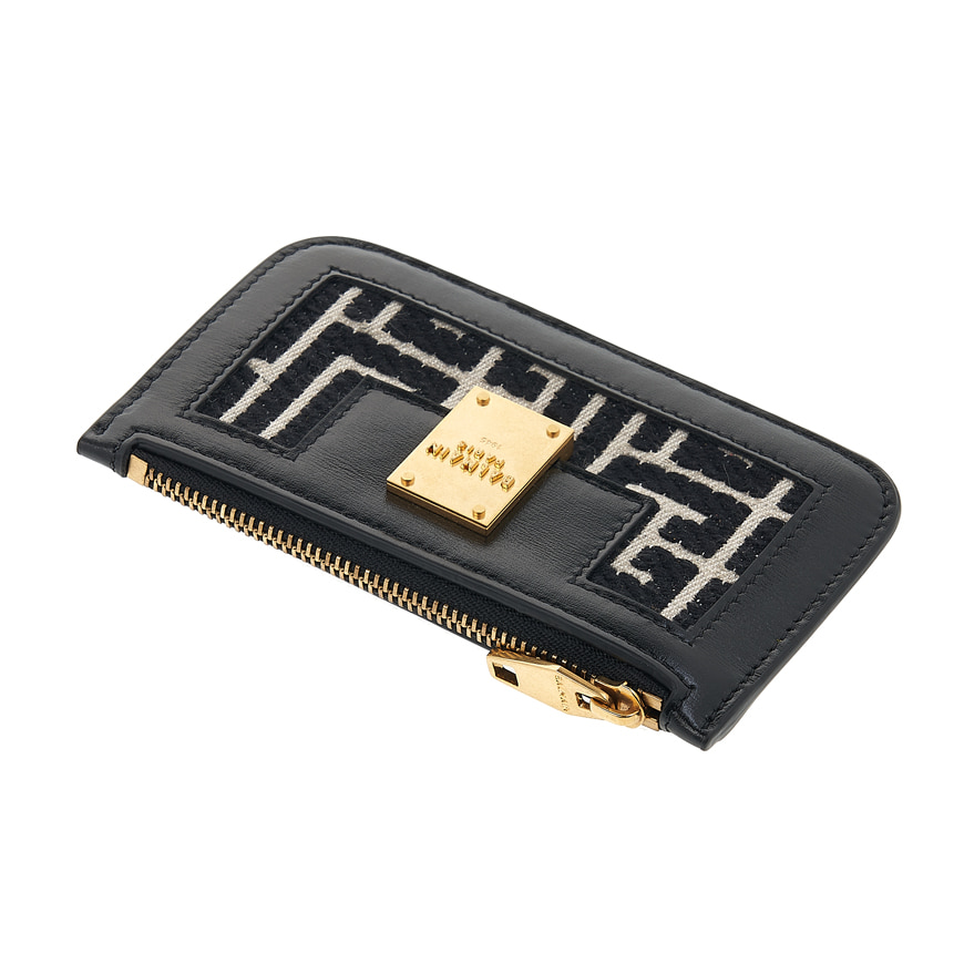 zipped jacquard card wallet