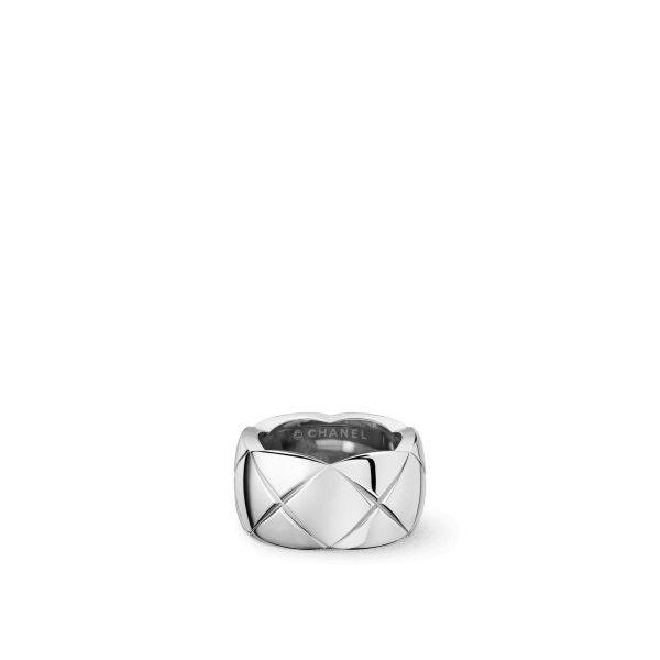 Crush Ring Quilted Motif Large & 18K White Gold